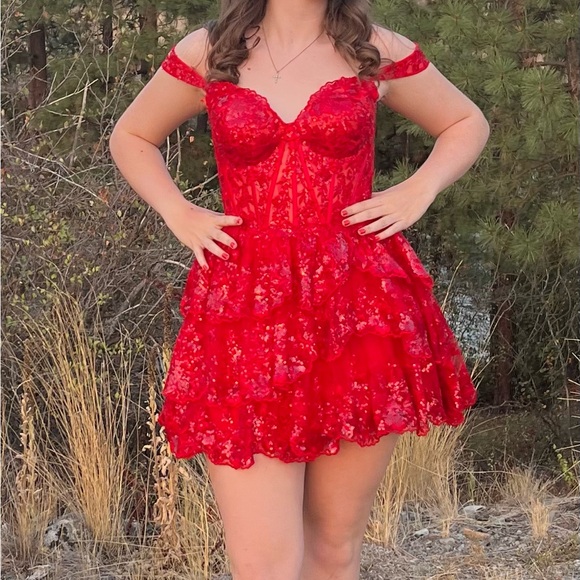 nbd red lace dress X by NBD Lena Lace Dress in Bordeaux Size 2 Revolve